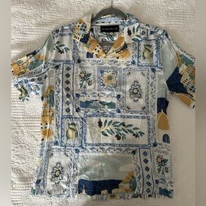 Abercrombie & Fitch Blue and Yellow Casual Button Down Shirt